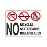 No Bicycles Skateboards Rollerblades 10" x 14" Sign